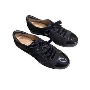 Beautifeel Women's Black & Silver Velvet & Patent Leather Sneakers Size 7/7.5